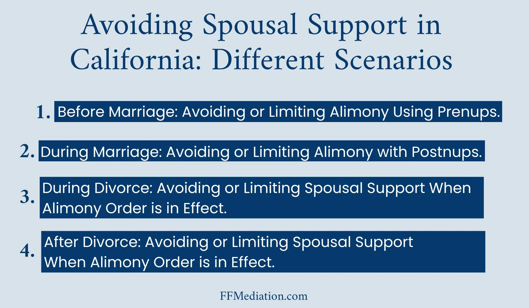 Avoiding Spousal Support in California: Different Scenarios